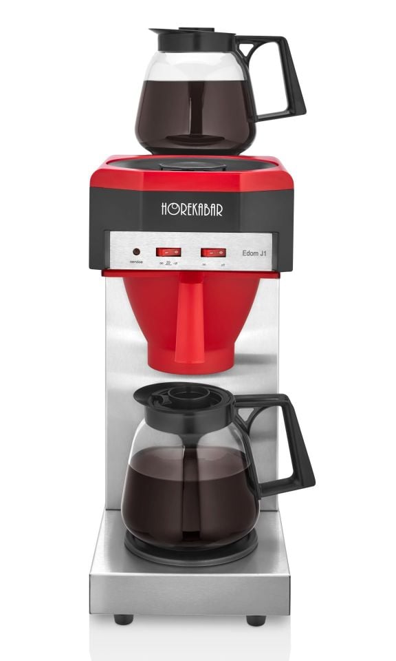 HOREKABAR EDOM J1 FİLTRE KAHVE MAKİNESİ (ÇELİK-KIRMIZI-SİYAH)