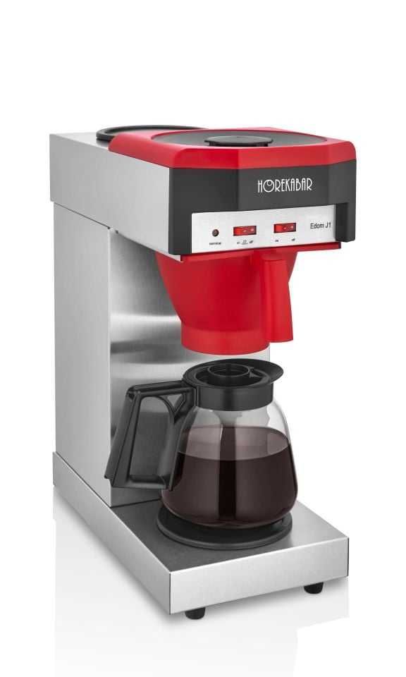 HOREKABAR EDOM J1 FİLTRE KAHVE MAKİNESİ (ÇELİK-KIRMIZI-SİYAH)