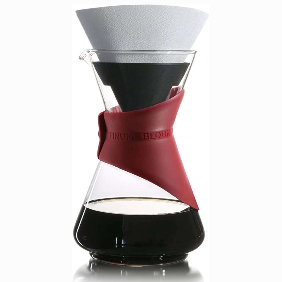 Finum Bloom and Flow Pour Over Chemex Kahve Demleme Ekipmanı (Kırmızı)