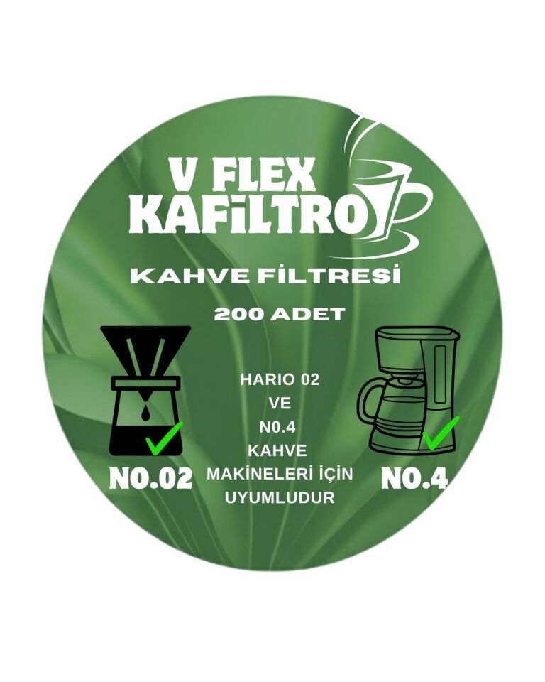 Kafiltro V Flex Kahve Filtresi No.4 Uyumlu – 200 Adet (Doğal, Ağartılmamış)