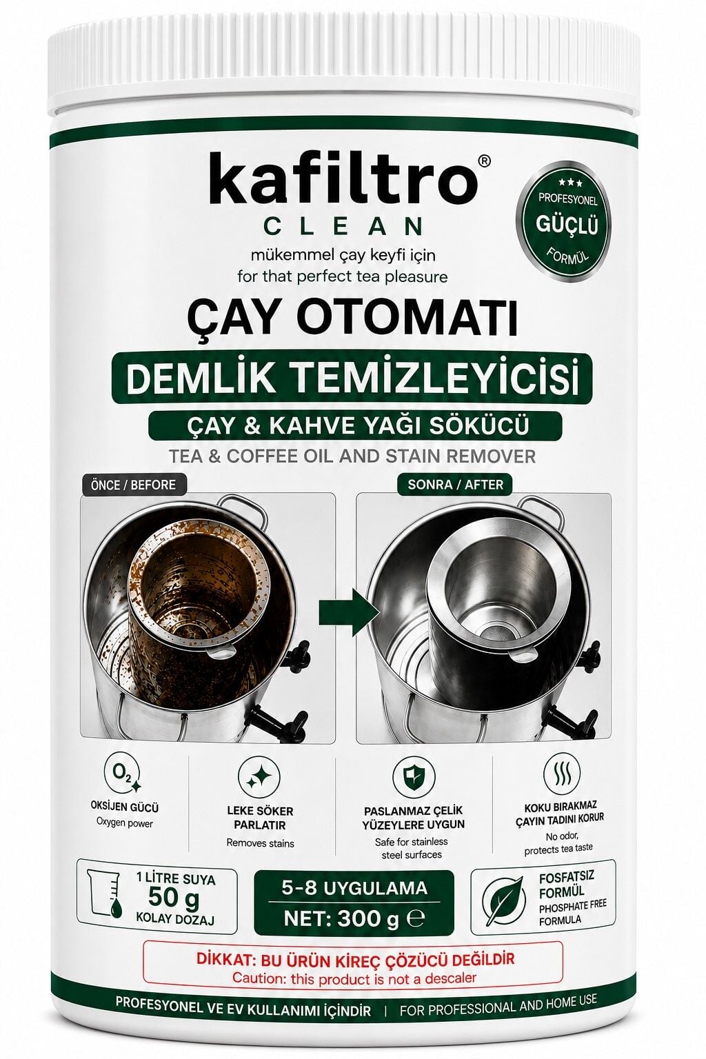Kafiltro Demlik ve Çaydanlık Leke Çıkarıcı — Çay Kahve Yağı Sökücü (300 ml)