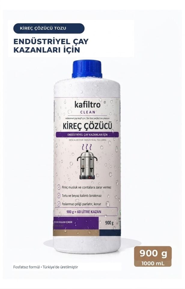 Kafiltro Çaydanlık ve Çay Kazanı Kireç Çözücü Sökücü Toz (900 gr)