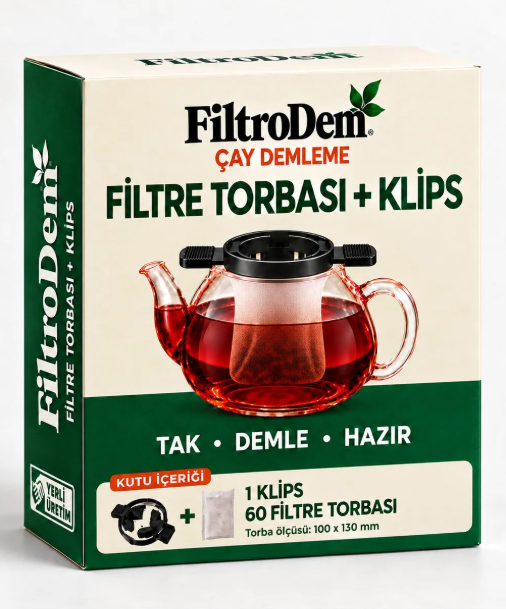 Filtrodem Çay ve Kahve Demleme Filtre Torbası ve Sabitleyici Klips Seti